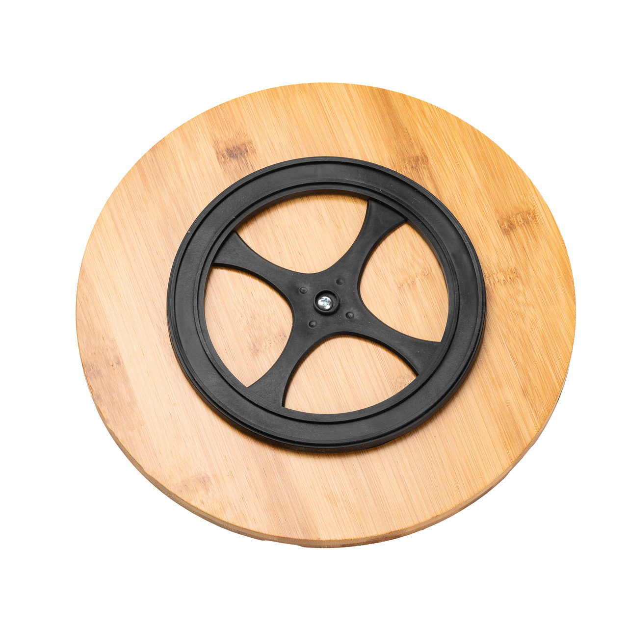 Тарілка для піци 28 см порцелянова з бамбуковою підставкою, що обертається, секційна чорна HP1247 - Зображення 8