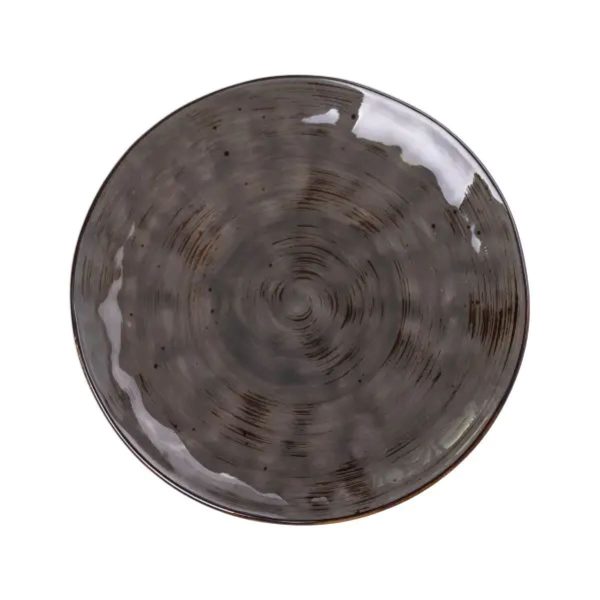 Тарілка сервірувальна кругла порцелянова 22 см коричнева HP23394