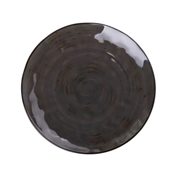 Кругла порцелянова тарілка для сервірування 26 см коричнева HP23393