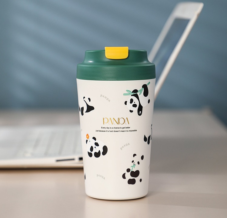 Термочашка Panda з порцелянаовою колбою 380 мл Зелена HP-14-12GR - Зображення 6