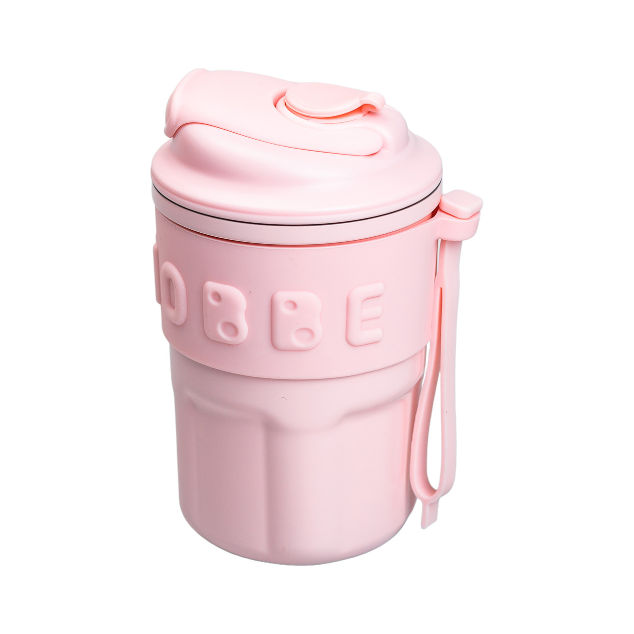 Термочашка Chiobbe з трубочкою та ремінцем 450 мл рожева HP-14-18P - Зображення 1