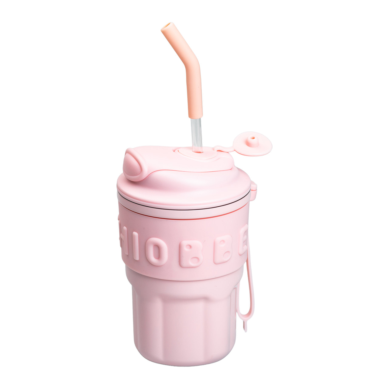 Термочашка Chiobbe з трубочкою та ремінцем 450 мл рожева HP-14-18P - Зображення 3