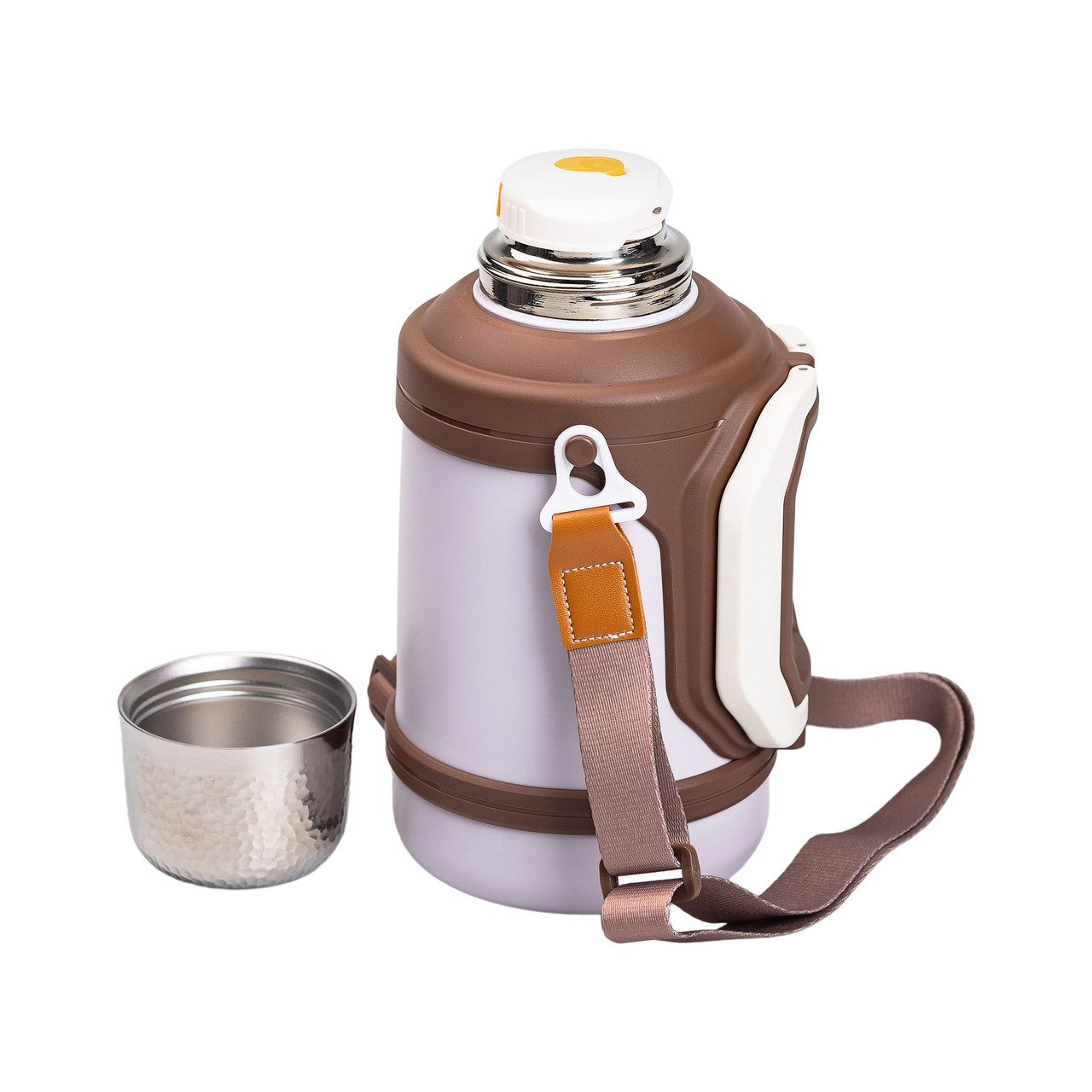 Термос Vacuum Cup 1.5 літра з ремінцем і складною ручкою коричневий HP-14-21V - Зображення 5