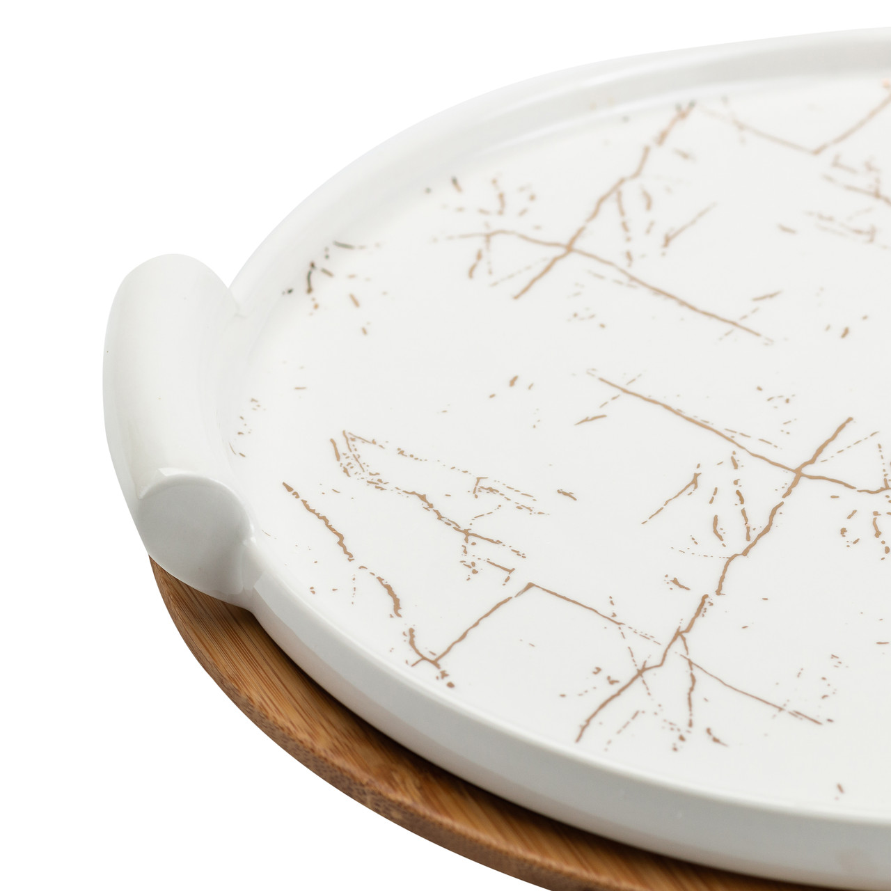 порцелянова тортівниця зі скляною кришкою на бамбуковій підставці HP1203 - Зображення 5