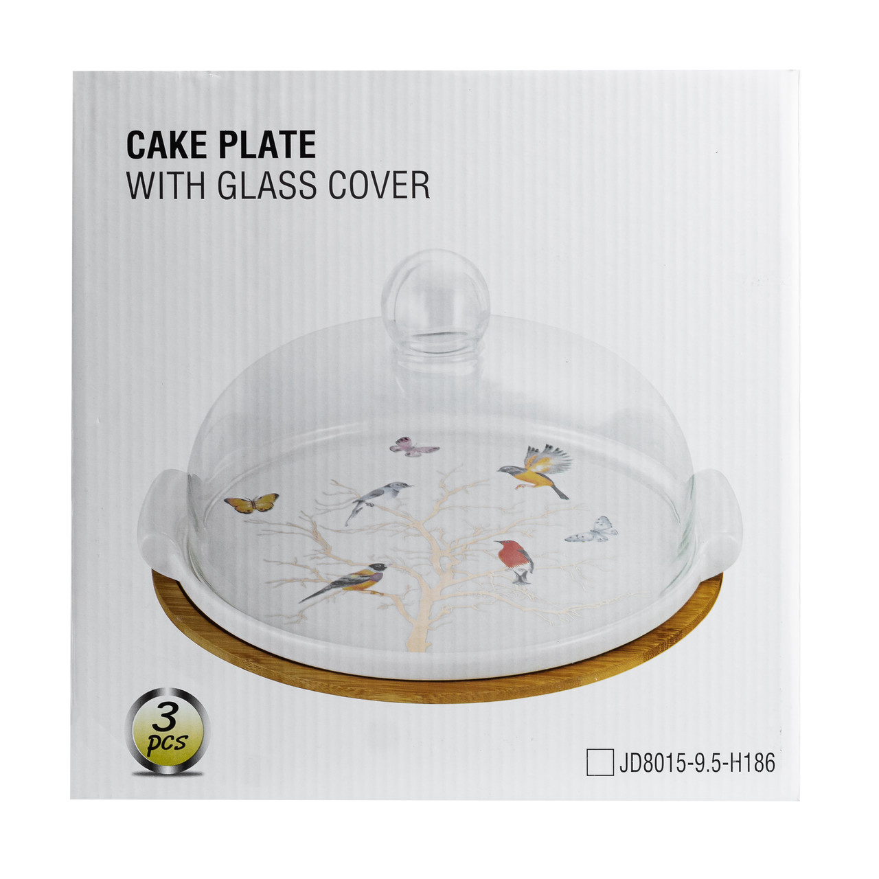 порцелянова тортівниця зі скляною кришкою на бамбуковій підставці HP1203 - Зображення 7