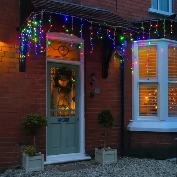 Вулична гірлянда Бахрома 12 м 200 LED білий провід Мультиколор 12MWML - Зображення 2