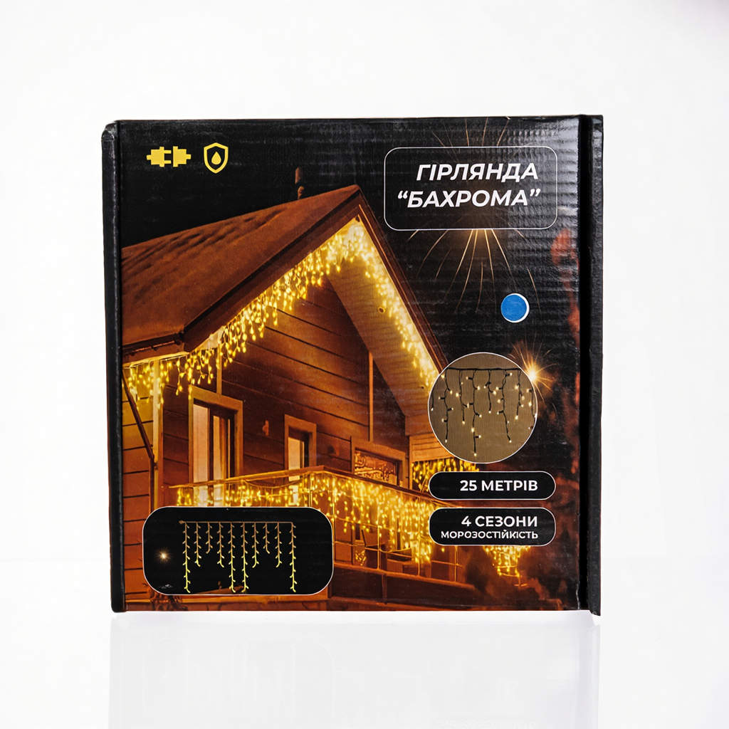 Вулична гірлянда Бахрома 25 м 405 LED чорний провід Синій 25MBBL - Зображення 6