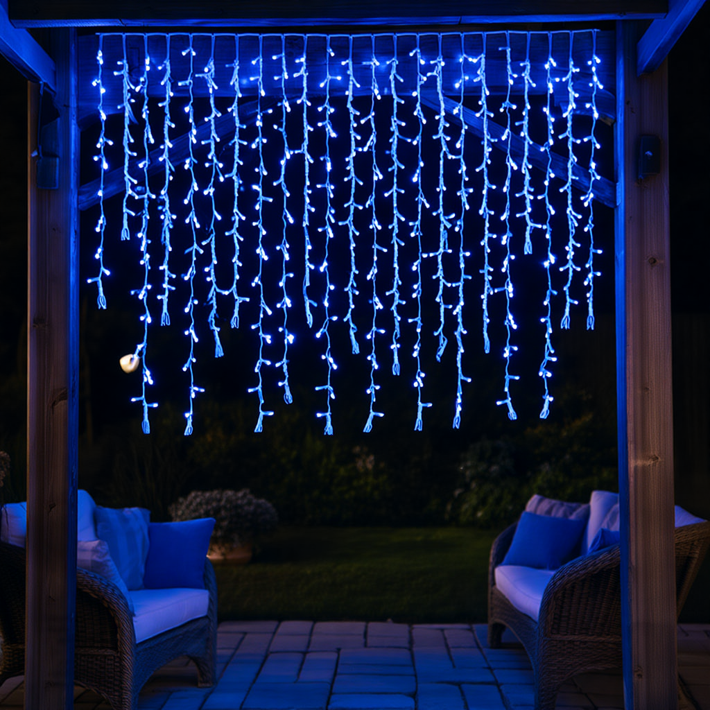 Вулична гірлянда Бахрома 36 м 600 LED білий провід Синій 36MWBL - Зображення 2