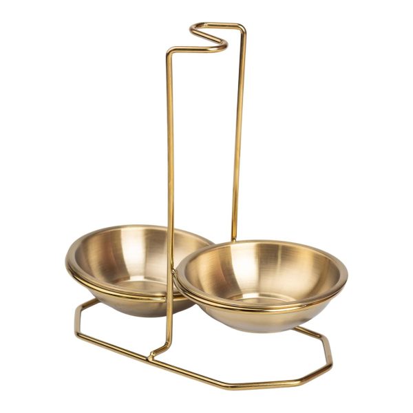 Вертикальна підставка для половника або ложок 20×12.5×19.5 см із нержавіючої сталі. Золото HP-19-14