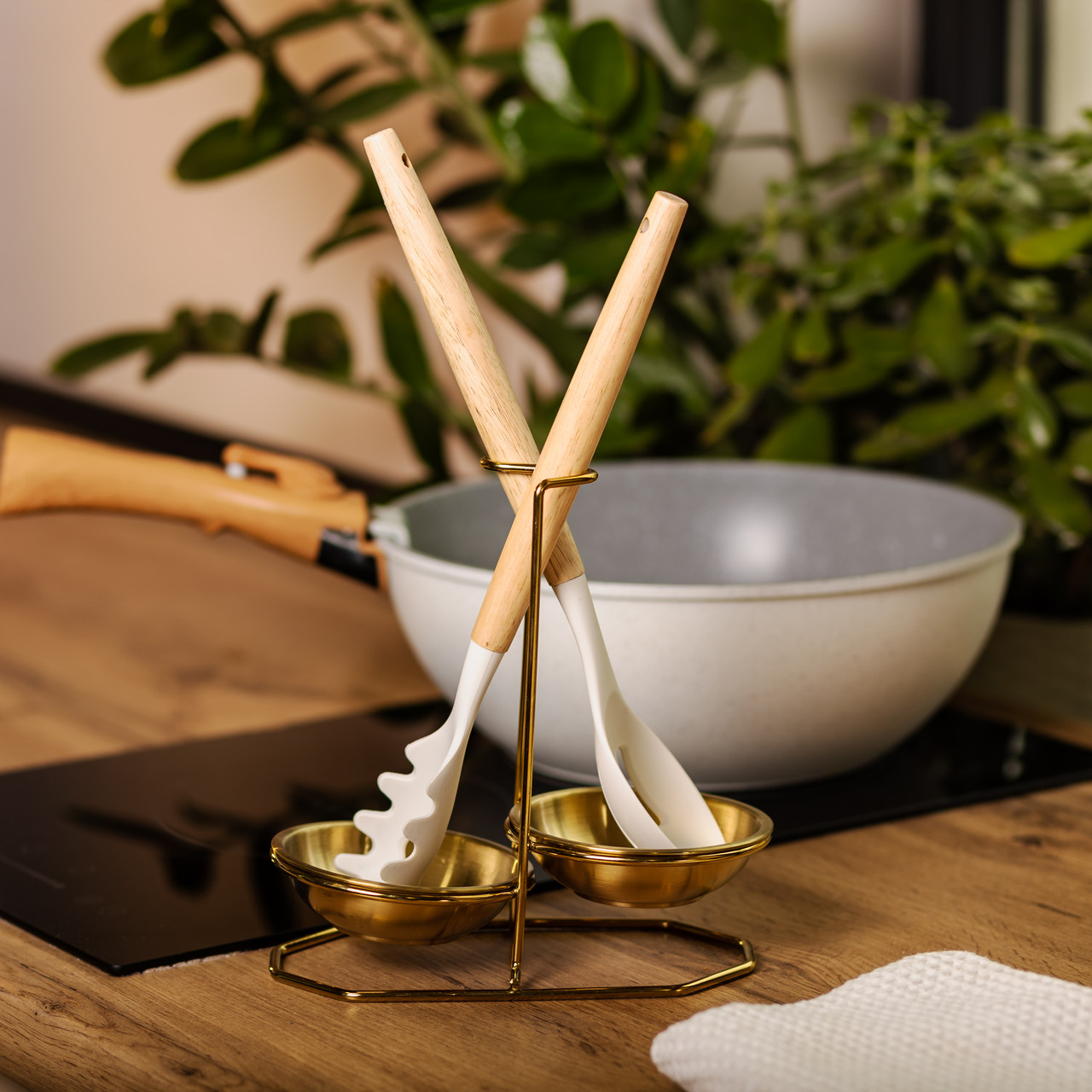 Вертикальна підставка для половника або ложок 20×12.5×19.5 см із нержавіючої сталі. Золото HP-19-14 - Зображення 6