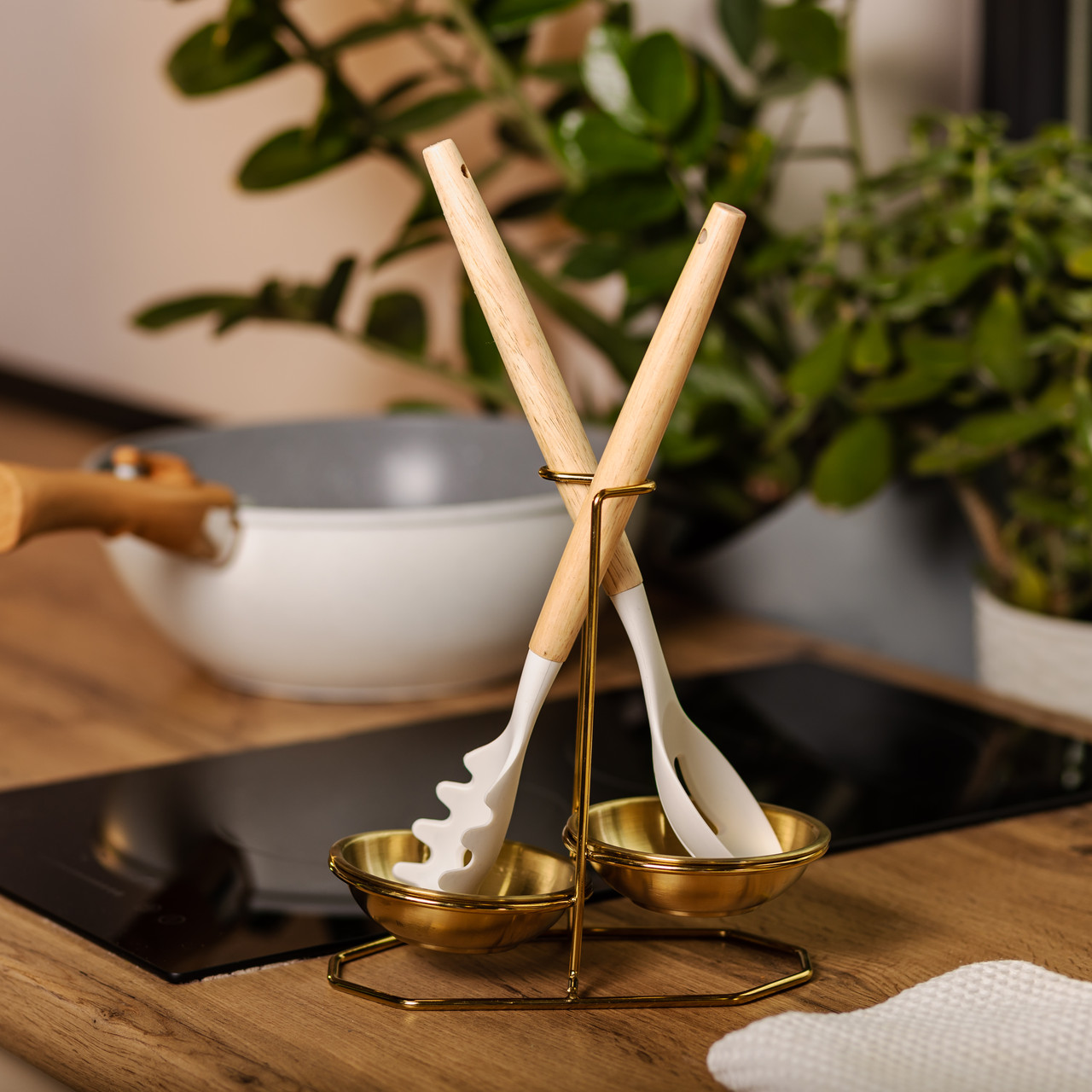 Вертикальна підставка для половника або ложок 20×12.5×19.5 см із нержавіючої сталі. Золото HP-19-14 - Зображення 7