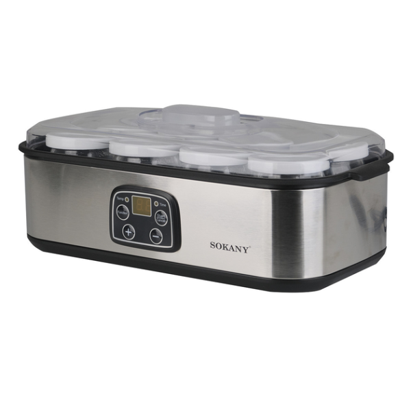 Електрична йогуртниця на 8 баночок по 175 мл для приготування домашнього йогурту 25 Вт з таймером SK2303SS