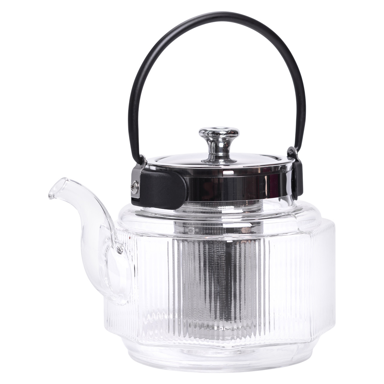 Заварник скляний чайник 1.1 л з ручкою і фільтром прозорий HP-33-4 - Зображення 1