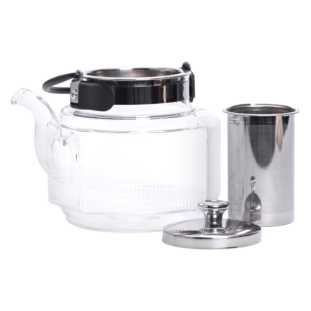 Заварник скляний чайник 1.1 л з ручкою і фільтром прозорий HP-33-4 - Зображення 2