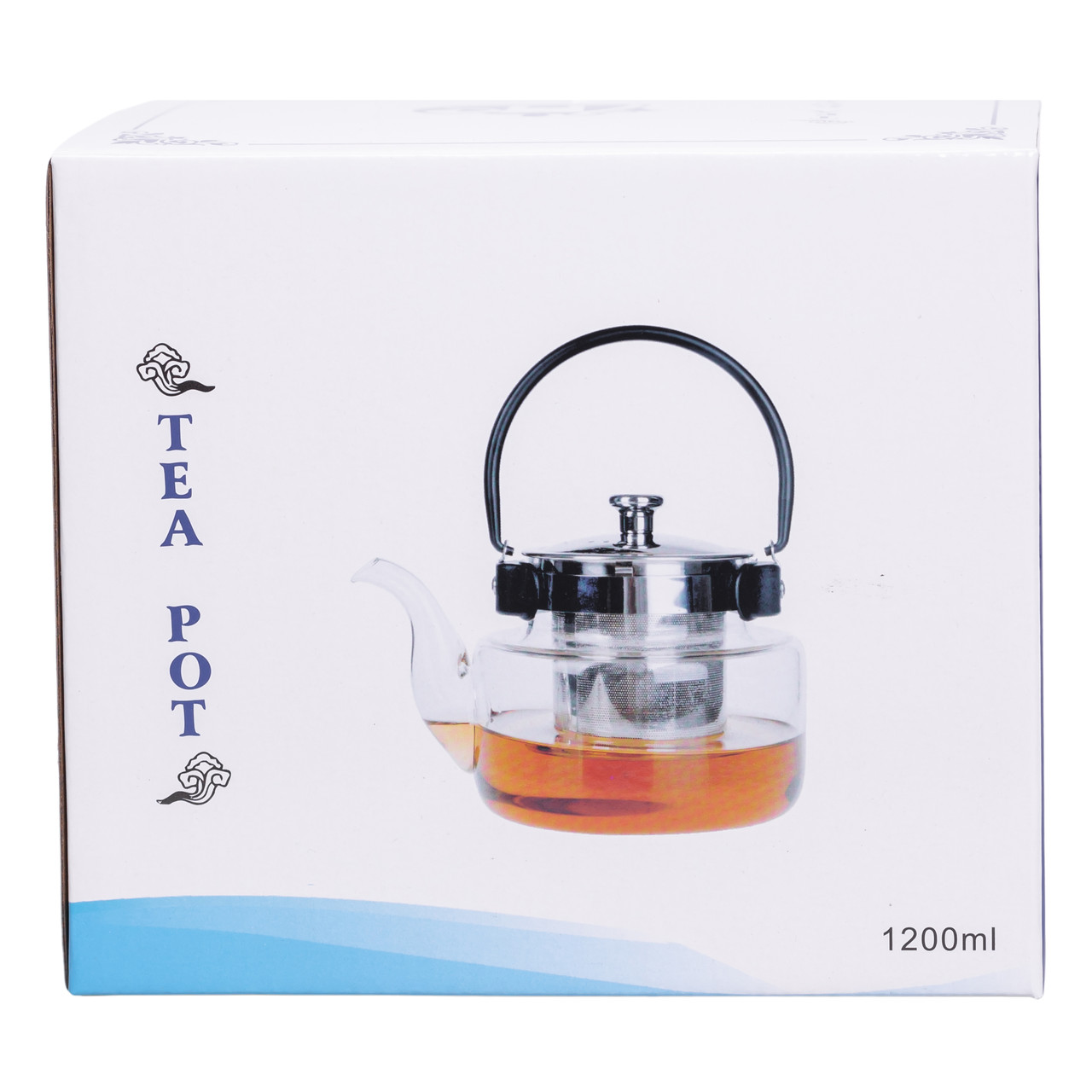 Заварник скляний чайник 1.1 л з ручкою і фільтром прозорий HP-33-4 - Зображення 3