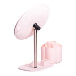 Дзеркало для макіяжу з підсвічуванням кругле настільне Ø21 см з підставкою Рожеве HP-10-9AP - Зображення 7