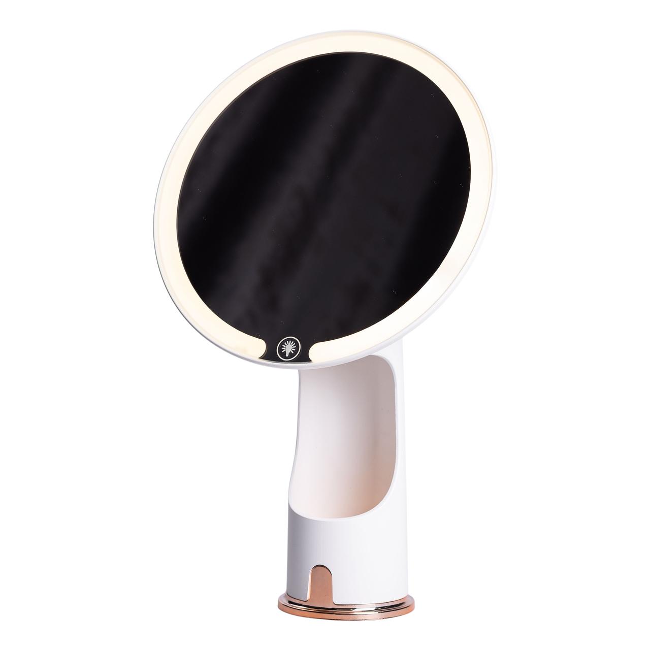 zerkalo_s_podsvetkoy_nastolnoe_kosmeticheskoe_krugloe_18_5h10h29_sm_s_led_podsvetkoy_usb_dlya_makiyazha_beloe Дзеркало косметичне 18,5х10х29 см з підсвічуванням Біле HP-10-1AW - Зображення 1