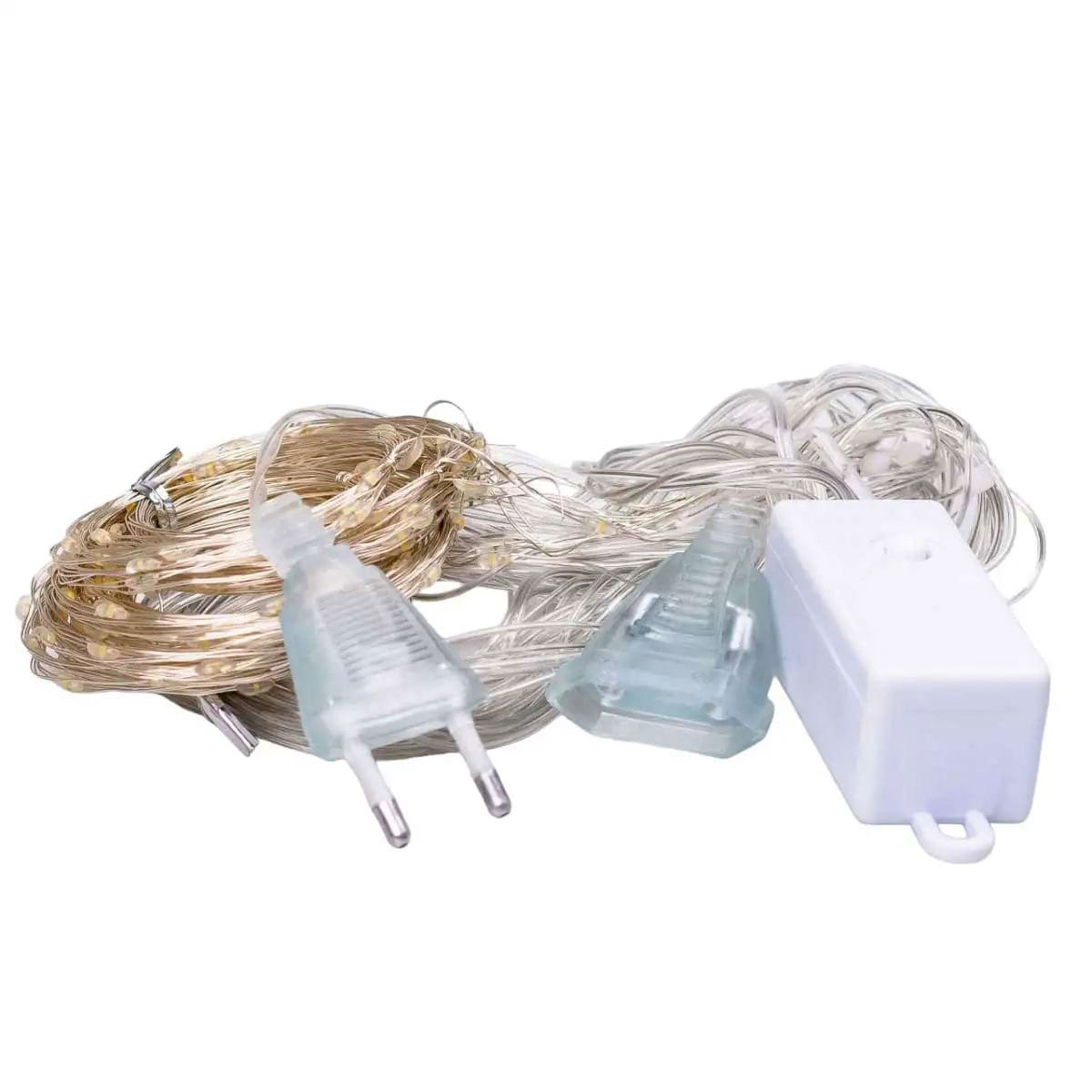 173305ML-1-1 Гірлянда штора світлодіодна GarlandoPro 200LED Роса 3х3м 8 режимів 10 ниток гірлянда роса на ялинці Жовтий 173308Y - Зображення 1