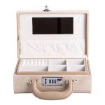 Скринька для прикрас з еко шкіри 2 яруси з кодовим замком органайзер для ювелірних виробів HP-5-24CR