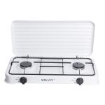 Настільна газова плита на 2 конфорки міні газова плита для балонного газу Біла Sokany SK-6002W