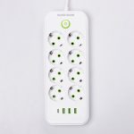 Мережевий фільтр подовжувач на 8 розеток з 3 USB 1 Type-C та кнопкою відключення F20U 2.8 м Білий HP-5-27 - Зображення 3