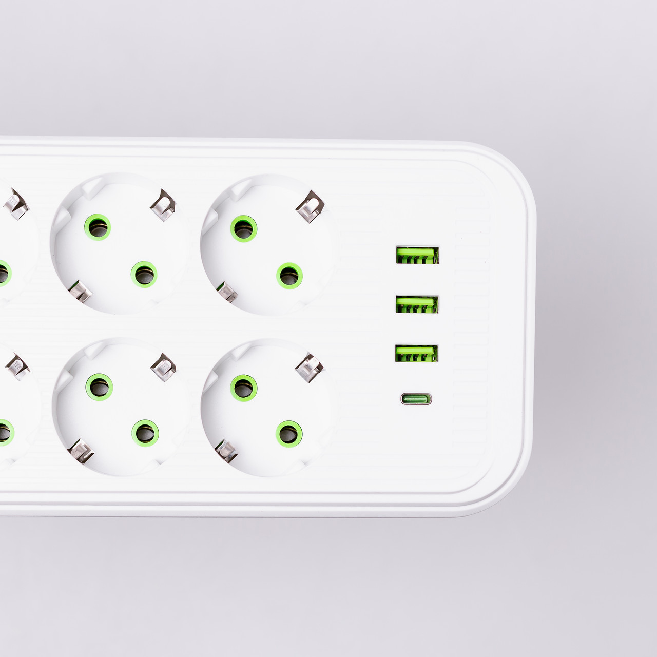 Мережевий фільтр подовжувач на 8 розеток з 3 USB 1 Type-C та кнопкою відключення F20U 2.8 м Білий HP-5-27 - Зображення 5