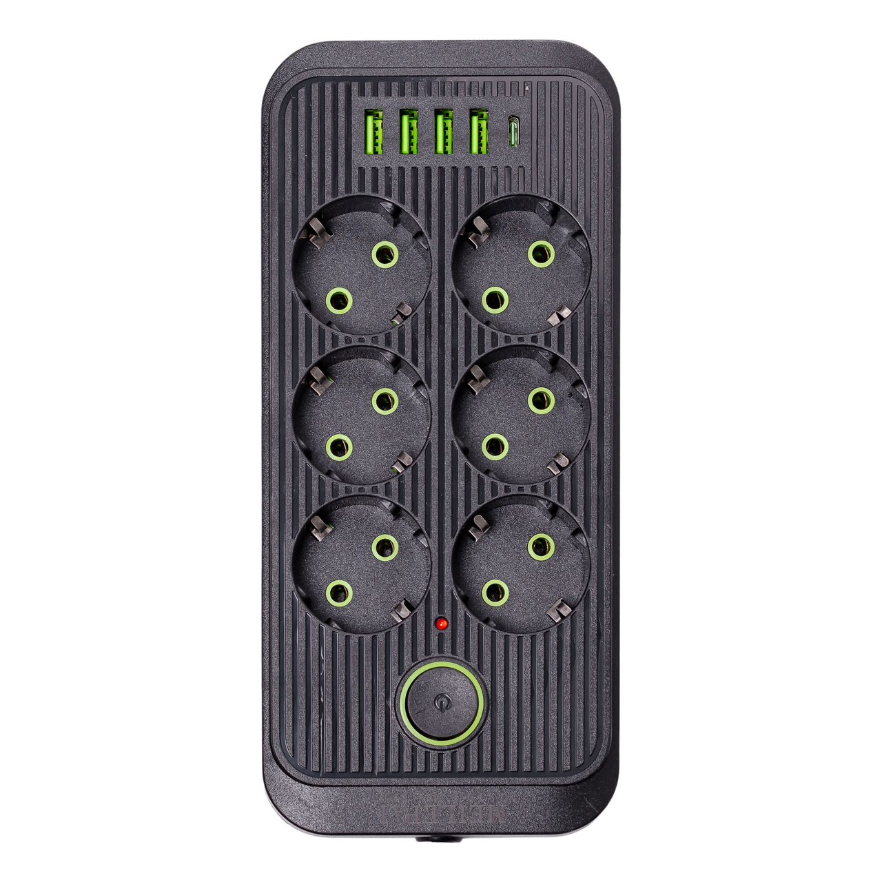 Мережевий фільтр подовжувач F06U на 6 розеток 4 USB 1 Type-C та кнопкою відключення 3 м Чорний HP-5-24 - Зображення 3