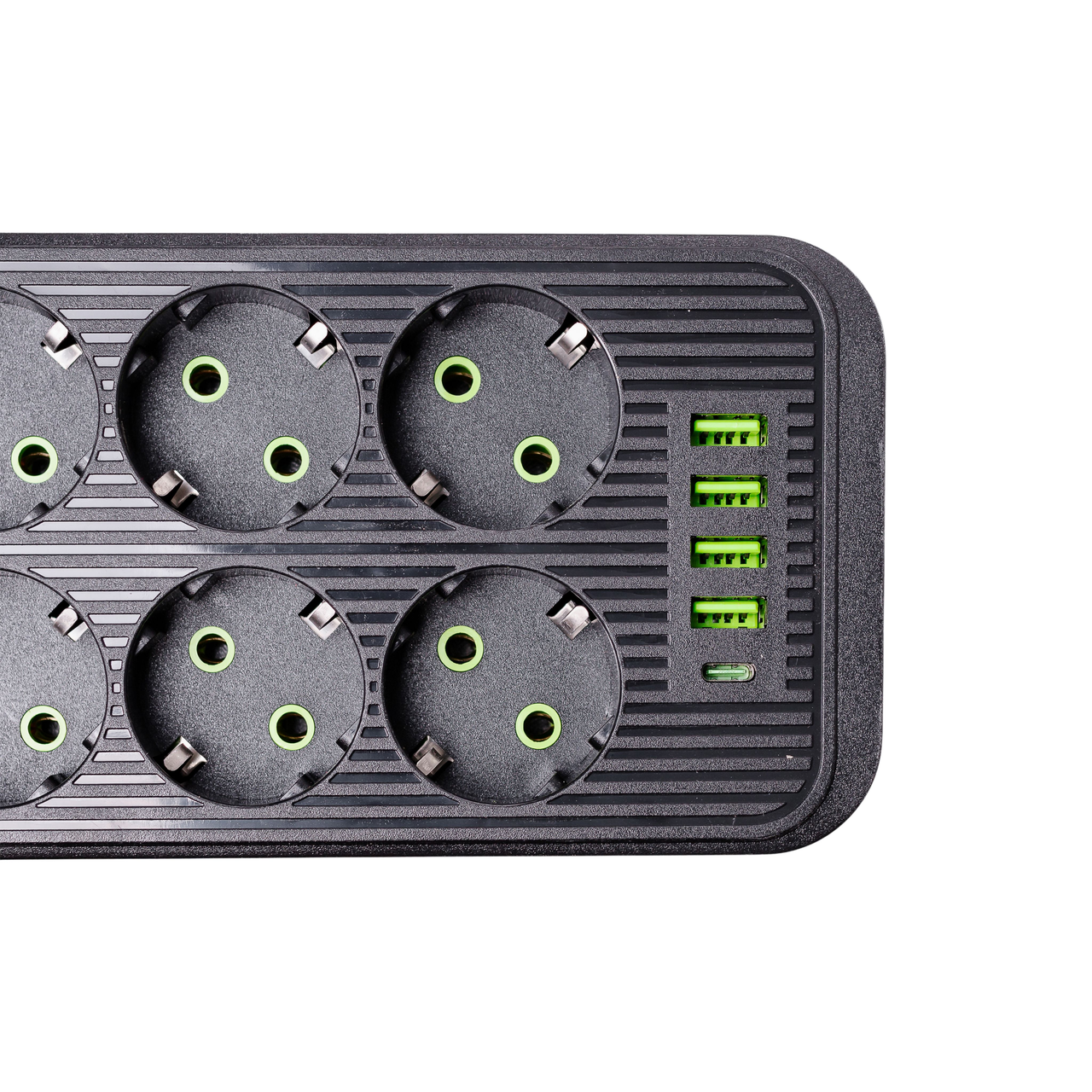 Мережевий фільтр подовжувач F06U на 6 розеток 4 USB 1 Type-C та кнопкою відключення 3 м Чорний HP-5-24 - Зображення 4