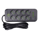 Мережевий фільтр подовжувач на 8 розеток з 3 USB 1 Type-C та кнопкою відключення F20U 4.8 м Білий HP-5-30