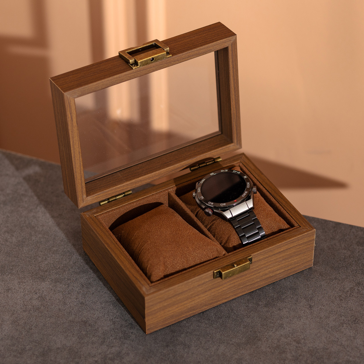 Дерев'яна скринька для наручного годинника 16.5×12×7.5 см на 2 відсіки HP-5-10 - Зображення 3
