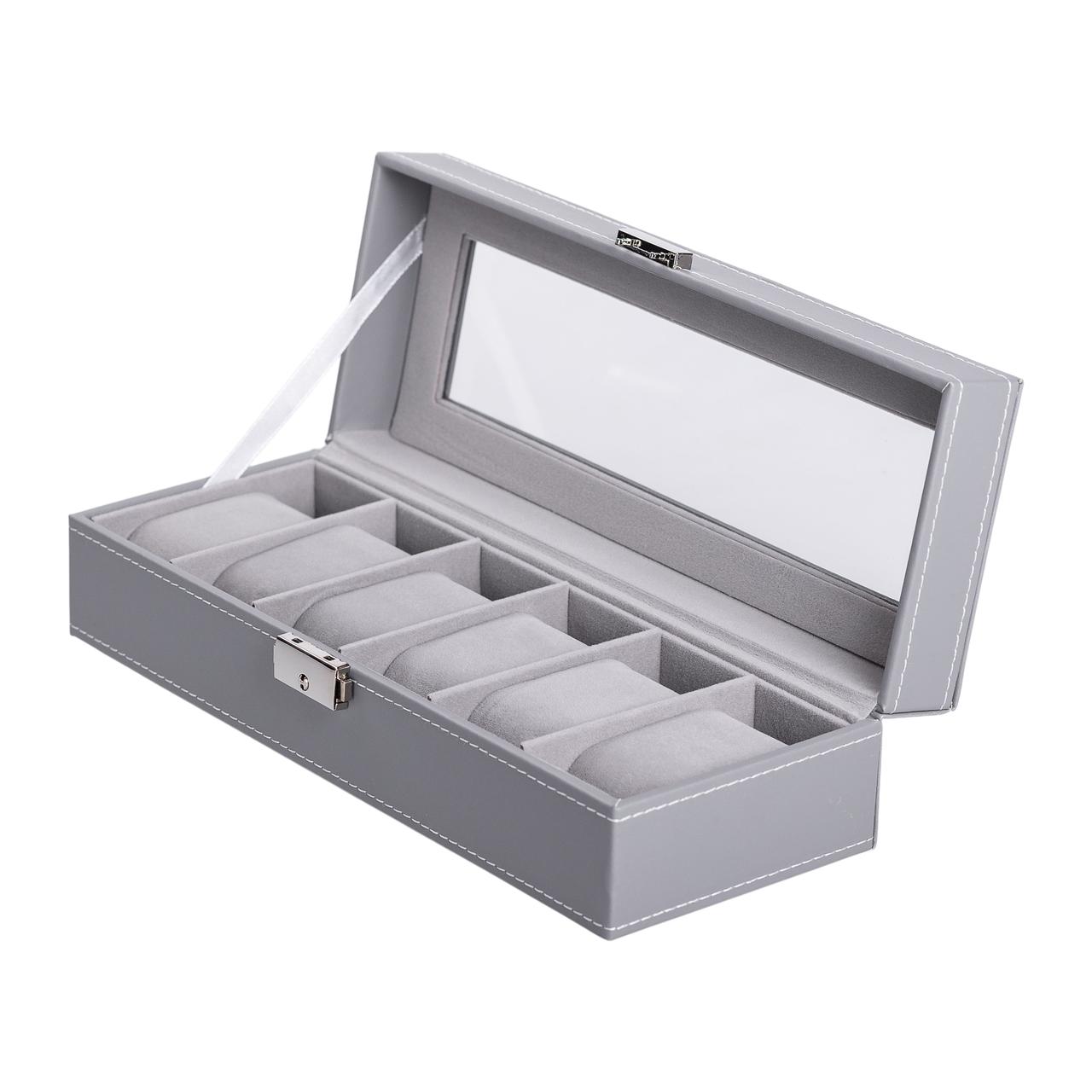 Скринька для наручного годинника 30×11×8 см з еко шкіри на 6 відсіків HP-5-3 - Зображення 3