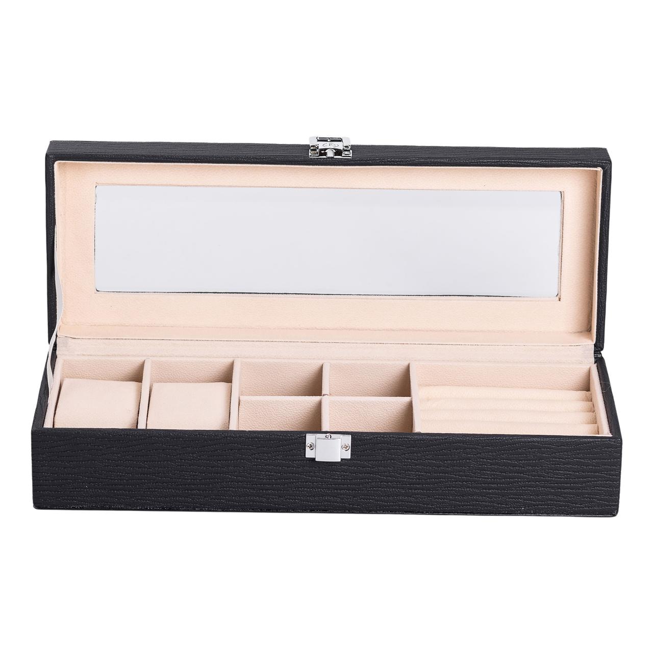 Скринька для прикрас із еко шкіри 31×11×8 см органайзер для ювелірних виробів HP-5-5B - Зображення 2