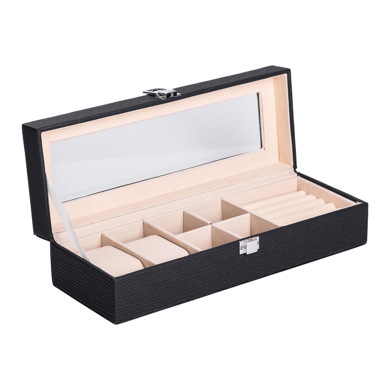 Скринька для прикрас із еко шкіри 31×11×8 см органайзер для ювелірних виробів HP-5-5B - Зображення 3