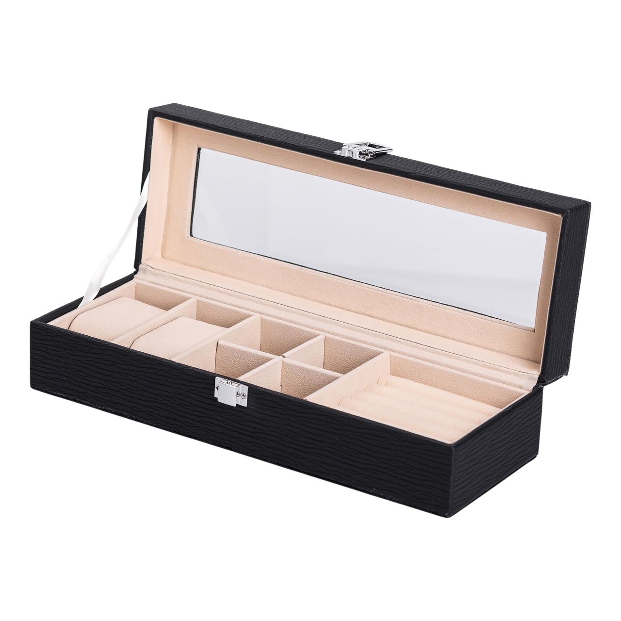 Скринька для прикрас із еко шкіри 31×11×8 см органайзер для ювелірних виробів HP-5-5B - Зображення 4