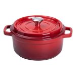 Каструля чавунна емальована 3 л з кришкою Ø24 см Червона HP-1-3R