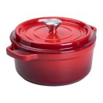Каструля чавунна емальована 3 л з кришкою Ø24 см Червона HP-1-3R - Зображення 2