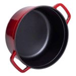 Каструля чавунна емальована 3 л з кришкою Ø24 см Червона HP-1-3R - Зображення 4