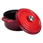 Каструля чавунна емальована 3 л з кришкою Ø24 см Червона HP-1-3R - Зображення 3