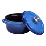 Каструля чавунна емальована 2 л з кришкою Ø20 см Синя HP-1-2BL - Зображення 3