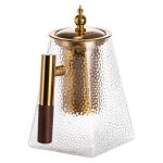 Чайник для заварювання скляний для чаю 1 л з металевою ручкою прозорий HP-34-36 - Зображення 3