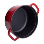 Каструля чавунна емальована 2 л з кришкою Ø20 см Червона HP-1-2R - Зображення 5