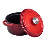 Каструля чавунна емальована 2 л з кришкою Ø20 см Червона HP-1-2R - Зображення 3