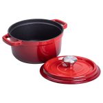 Каструля чавунна емальована 2 л з кришкою Ø20 см Червона HP-1-2R - Зображення 4