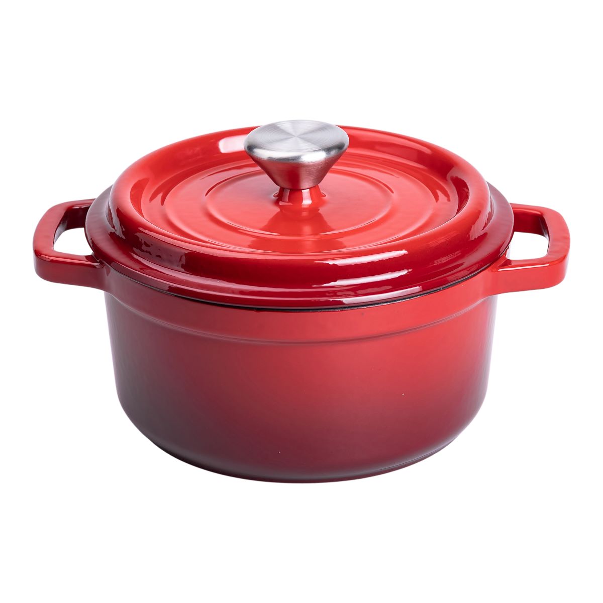 HP12R_7 Каструля чавунна емальована 2 л з кришкою Ø20 см Червона HP-1-2R - Зображення 1