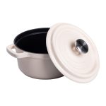 Каструля чавунна емальована 2 л з кришкою Ø20 см Бежева HP-1-2BE - Зображення 3