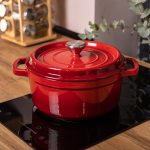 Каструля чавунна емальована 2 л з кришкою Ø20 см Червона HP-1-2R - Зображення 6