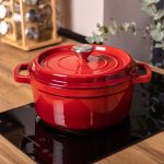 Каструля чавунна емальована 3 л з кришкою Ø24 см Червона HP-1-3R - Зображення 5