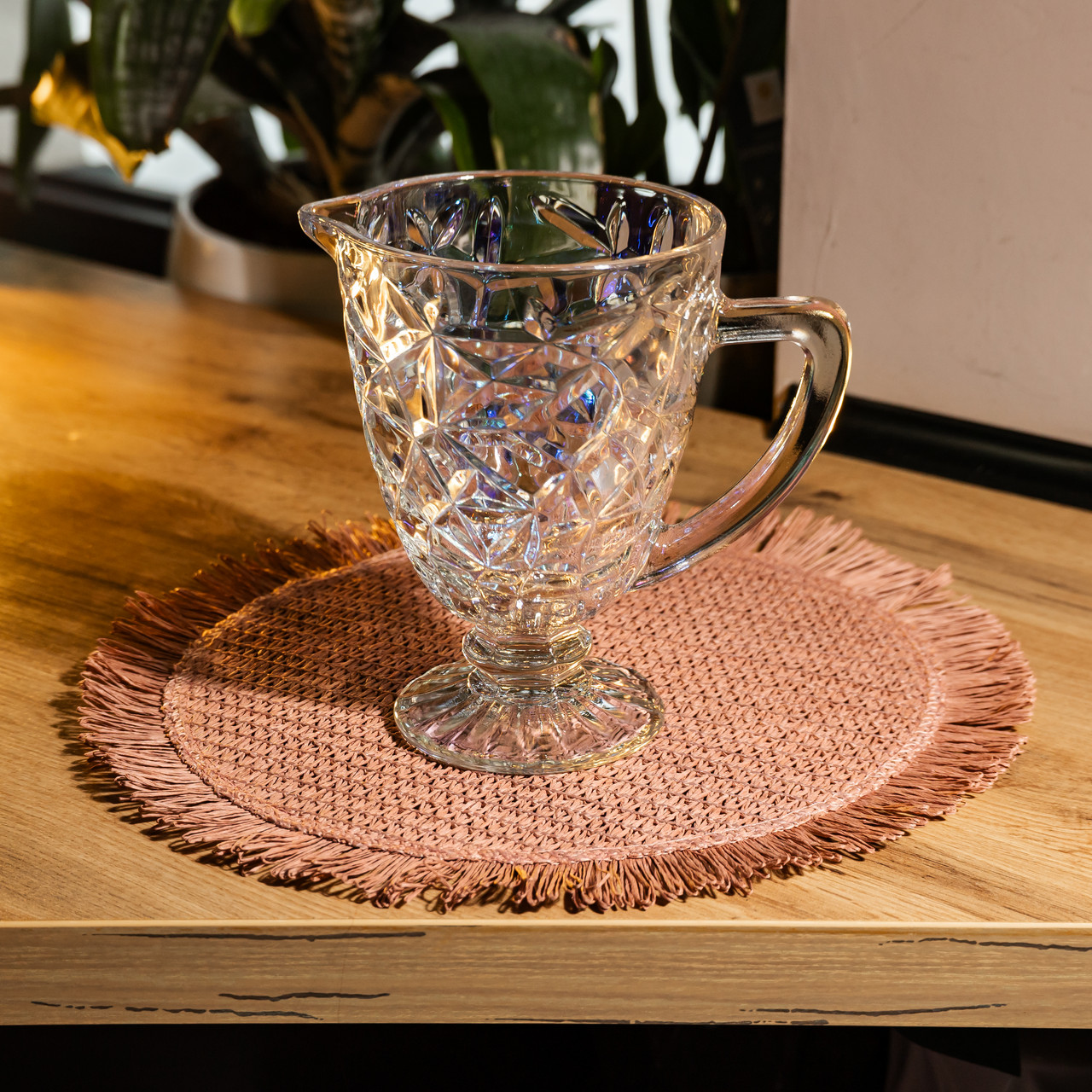 Глек скляний для компоту 1.2 л ребристий фігурний графин для лимонаду мохіто сангрії напоїв HP-19-171 - Зображення 3