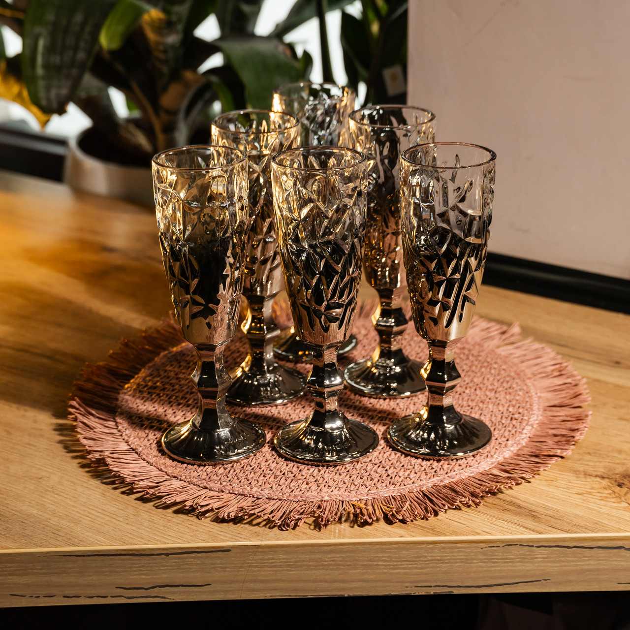 Набір келихів для шампанського 6 штук 160 мл подарункові келихи для шампанського на ніжці фужери для ігристих вин Сірий HP-19-180 - Зображення 3