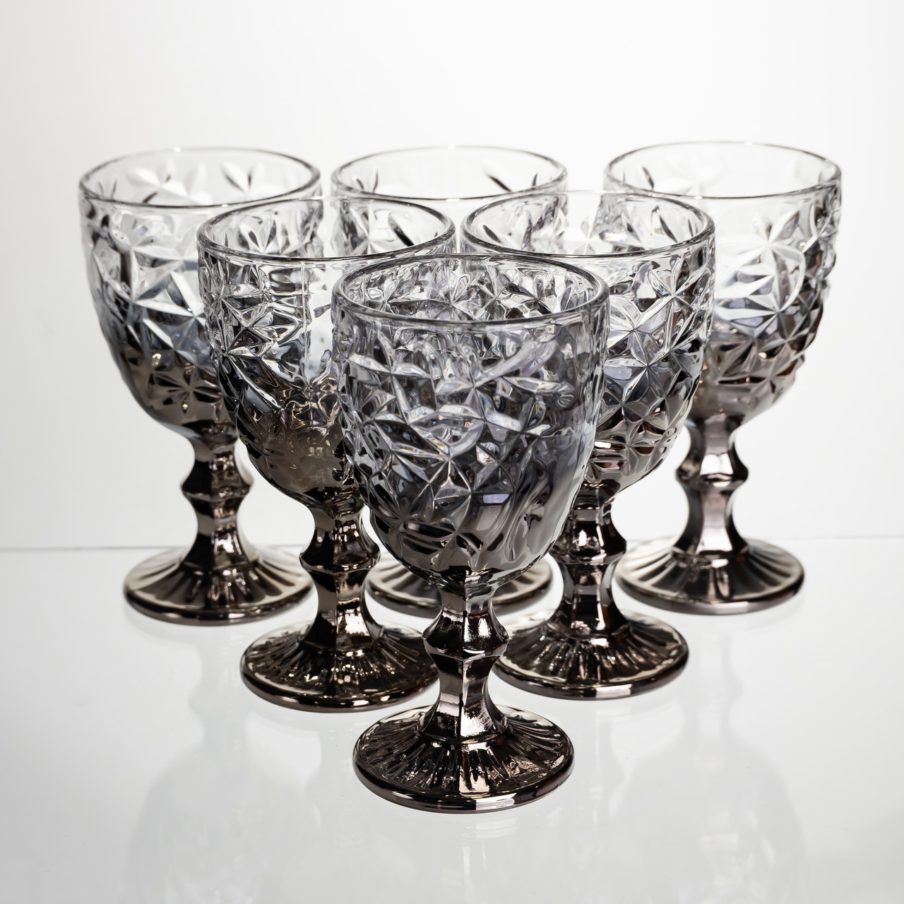 nabor_bokalov_dlya_vina_6_shtuk_240_ml_vinnye_bokaly_na_nozhke_steklyannye_fuzhery_dlya_vina_podarochnye_seryy Набір келихів для вина 6 штук 240 мл винні келихи на ніжці скляні фужери для вина подарункові Сірий HP-19-182 - Зображення 1